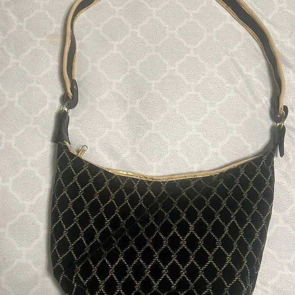 Elegant Black‎ and Gold Women's Shoulder Bag