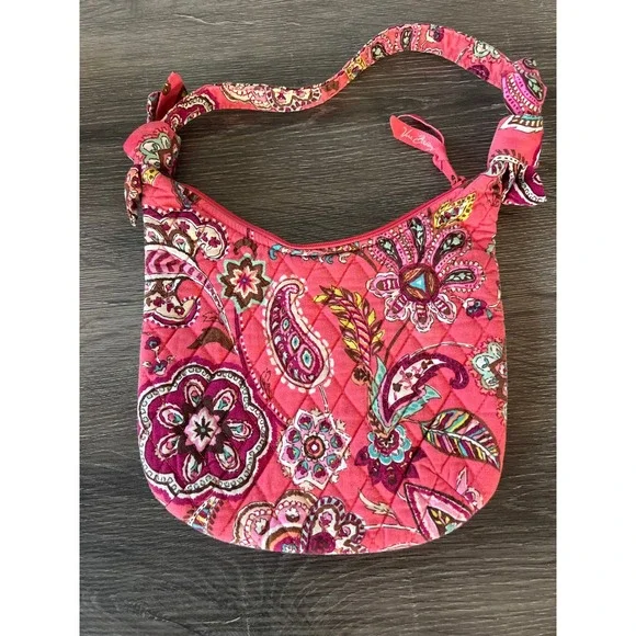 Vera Bradley‎ Quilted Small Paisley Hobo Bag Pink Multicolor Shoulder Bag