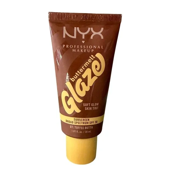 NYX Buttermelt Glaze Skin Tint 07 Toffee Butta‎ SPF 30 1oz Soft Glow Foundation