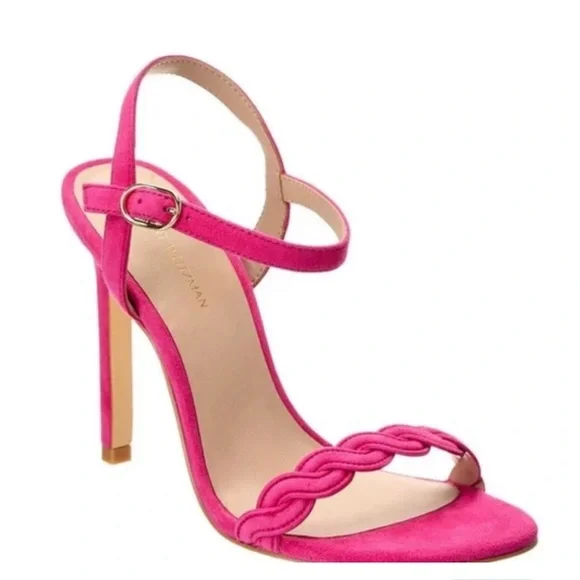 Stuart Weitzman Dancer Twistie 100 Suede Sandal‎ In Pink Size 6.5 NEW
