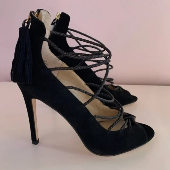 Nicole Miller Artelier Turin black leather suede Elegant Black Women's Heels