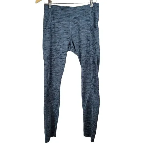 HEATHYOGA Women's‎ Blue Heathered Leggings Pockets Size L Polyester Spandex