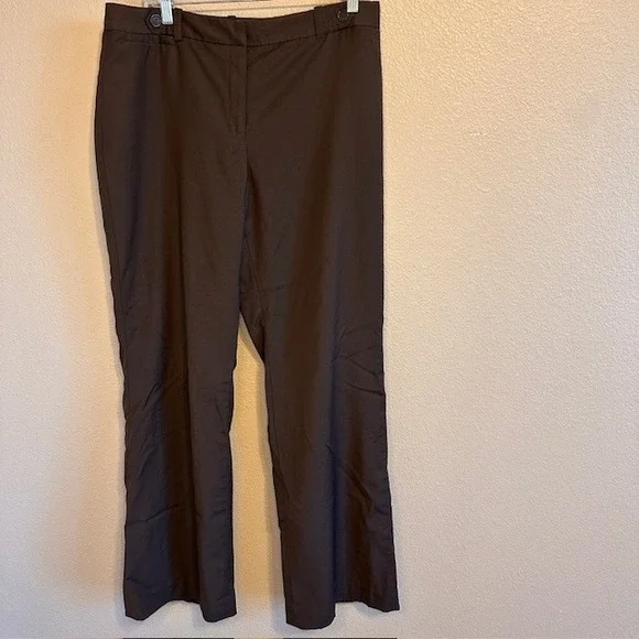 Ann Taylor Women's Brown Dress Pants Wool Blend Wide Leg 12 Career‎