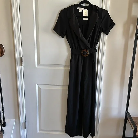 Monteau Belted Plunging Jumpsuit