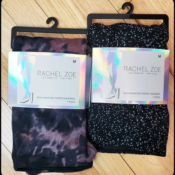 NWT RACHEL ZOE Tie-Dye & Polka Dot High Waisted Ponte Leggings Bundle Size: Med