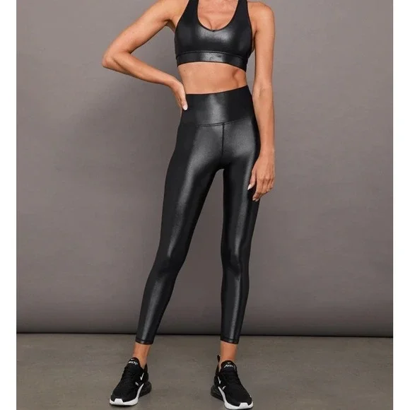 Carbon 38 Women's Size Small Takara Shine High Rise Waisted 7/8 Leggings‎ Black
