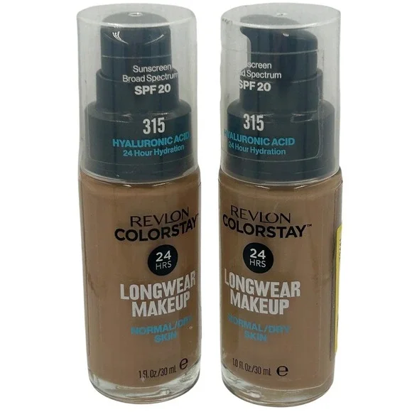 Revlon ColorStay Longwear Makeup 1oz 315 Butterscotch New SPF 20 2pk Hyaluronic