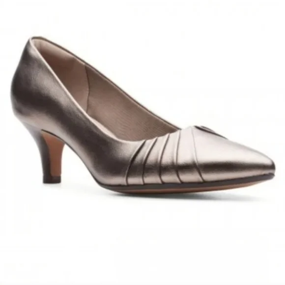 Clarks Collection ultimate comfort gun metallic point toe pumps