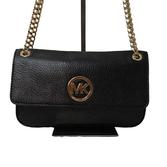 Michael Kors Black Shoulder Bag with Gold Chain