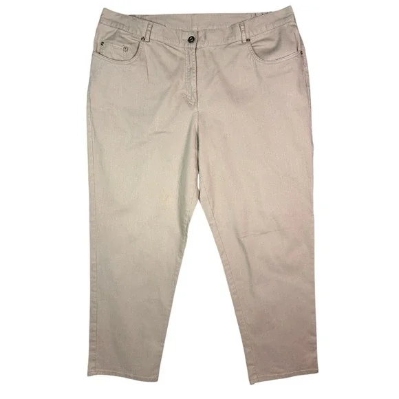 Lark Lane Women's Size 18W Embellished Pockets Tan Casual Pants