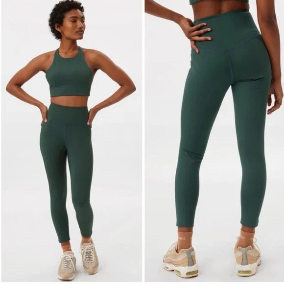 Girlfriend Collective Compressive High Rise 7/8 Legging Moss Green- Size Medium