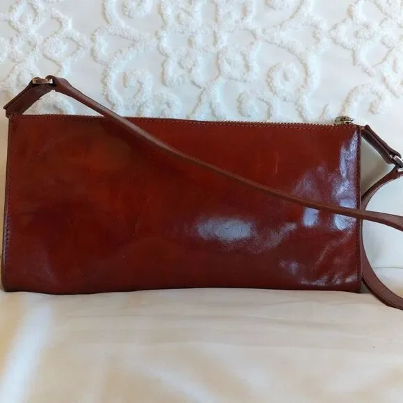 Monsac Super Smooth Glossy Italian Leather Shoulder/Clutch