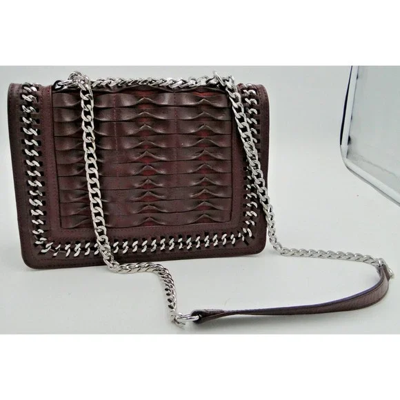 Zara Woman Burgundy Buffalo Leather Shoulder Bag‎ 28cm X 20cm