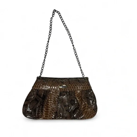 Vecceli Italy Brown Snakeskin Shoulder‎ Bag