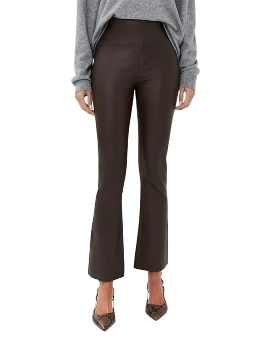 SPRWMN Ankle Crop Flare Pants 100% Lambskin Leather Pants Size 4/6 (Medium)