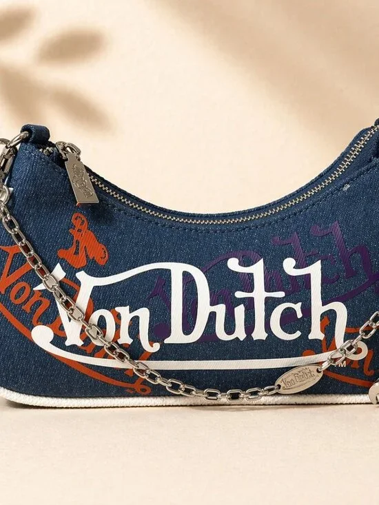 Von Dutch Denim‑Blue Shoulder Bag (NWT) — MSRP $99