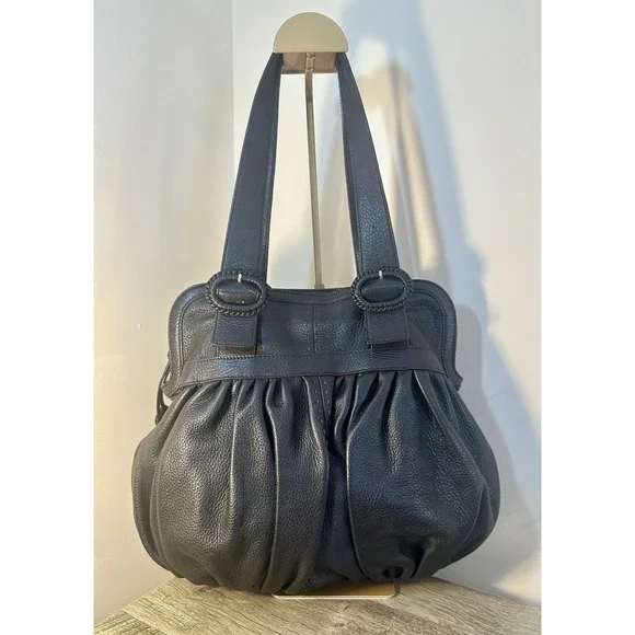 COLE HAAN BLACK LEATHER HOBO HANDBAG SHOULDER BAG Purse So Soft!