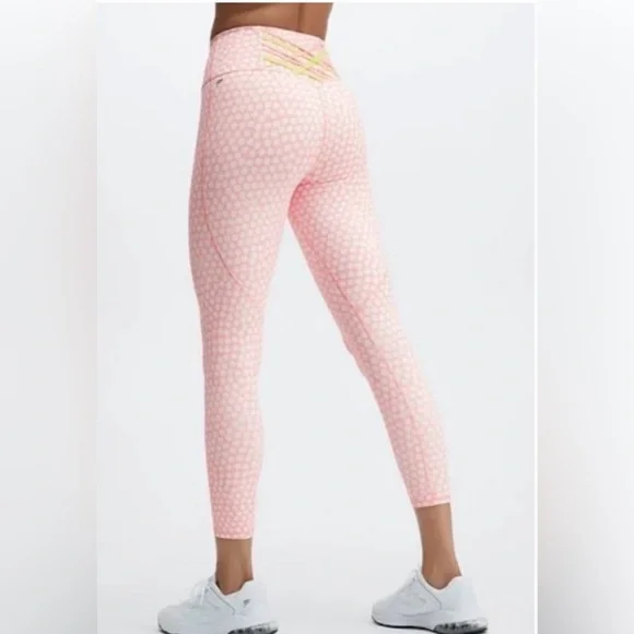 Fabletics Porter Daisy/ Pink Dust/ Wild Lime High Waisted 7/8 Leggings