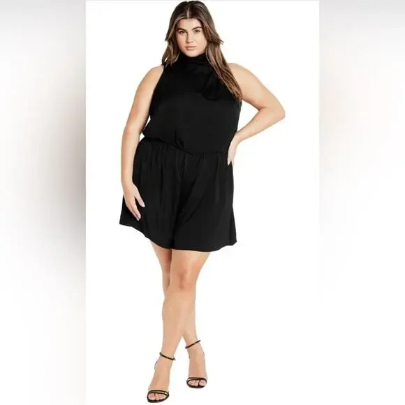 City Chic‎ Women's Plus Size 18 Black Kiana Playsuit Romper