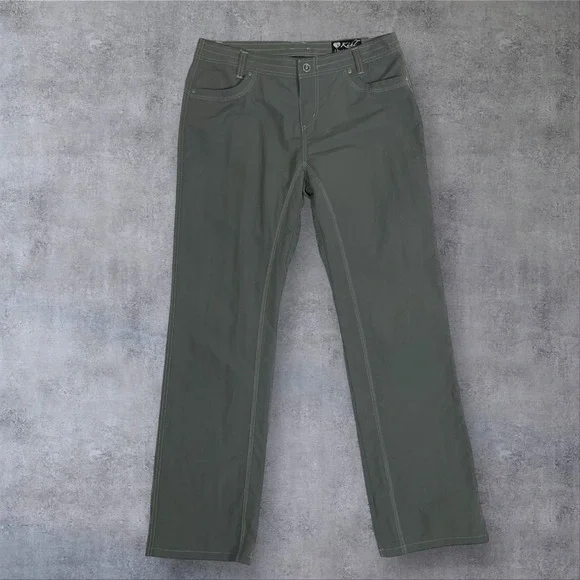 KUHL Bandita Floral Embroidered Hiking Pants Womens 12 Mid Rise Cotton Blend