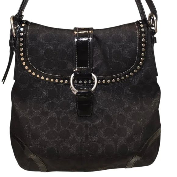 Coach F12852 Metallic Signature C Studded Flap Saddle Bag 2008