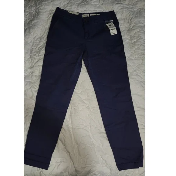 Maison Jules Lou Lou Weekend Casual Pants Blue Indigo Mid Rise‎ Ankle Cuffed NWT
