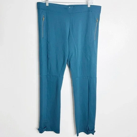 Betabrand Yoga Riding Dress Pants Snap Ankle Zip Pockets Teal XL Long Workwear‎