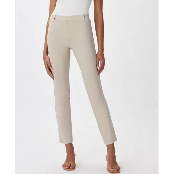 Quince Women's Ultra-Stretch Ponte Straight‎ Leg Pants Ecru Size Large NWT