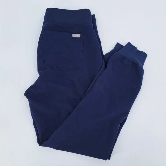 FIGS Technical Collection Scrub Jogger Pants Womens Small Navy Blue Solid Cargo