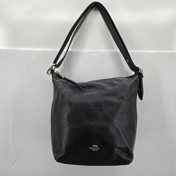 Coach Women's Val Duffle Leather Shoulder Bag C2818 - Black