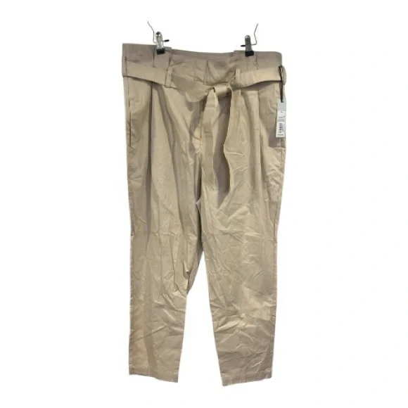 Prologue Women's Cream Pleated Paperbag Waist Trousers | Size 14 | NWT
