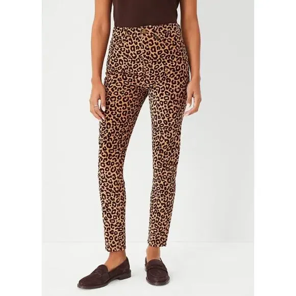 ANN TAYLOR NWT High Rise Leopard Print Corduroy Skinny Pants // 2
