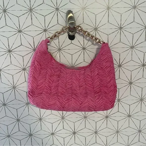 H&M Pink Straw Chain Shoulder Bag