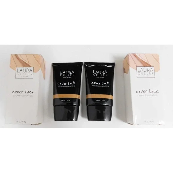 Laura Geller Cover Lock Cream Foundation HONEY‎ 2 Fl. oz total (LOT OF 2 1oz)