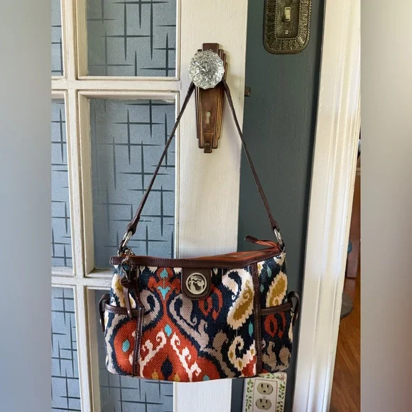 Spartina 449 Leather and Linen Christina Handbag