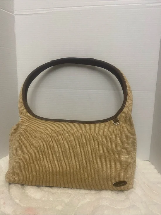 The Sak Beige Knit Shoulder Bag with Brown Trim