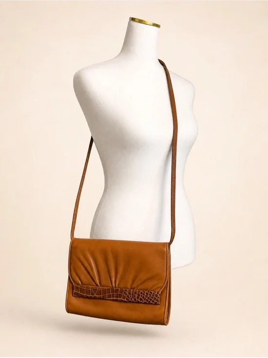 Gucci Vintage Convertible Shoulder Bag Clutch Cognac Leather