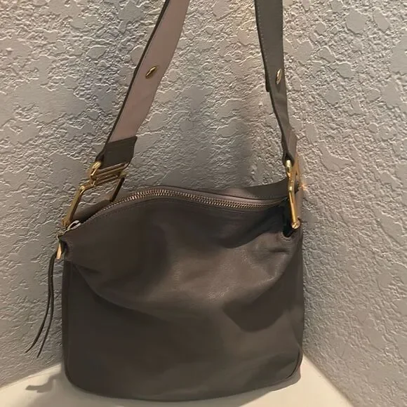 Chloe Vanessa Messenger Bag Gray Leather Minimalist Old Money Classic Purse