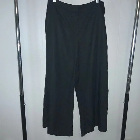 Loft black wide leg cropped wide leg pants Sz 14 New