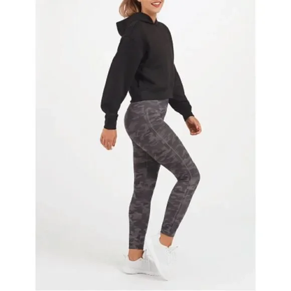 Spanx Women’s Heather Camo Print Pull-On Leggings Black & Gray