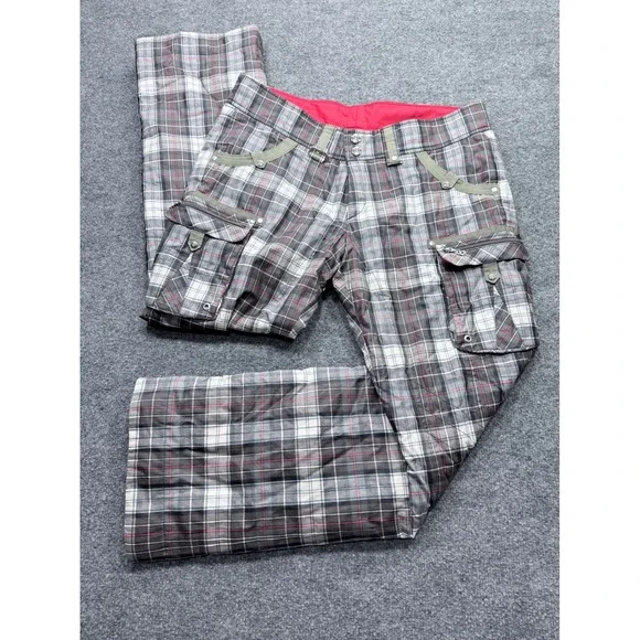Bogner Fire + Ice Womens Grey Plaid Cargo Snow Ski Pants Size 12 US L 1860-163