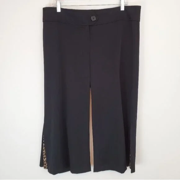 Vintage Cleveland Street wide leg capri culottes with cheetah print panel