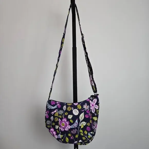 Vera‎ Bradley Shoulder Bag Satchel Purse Quilted Nightingale Boho Purple Floral