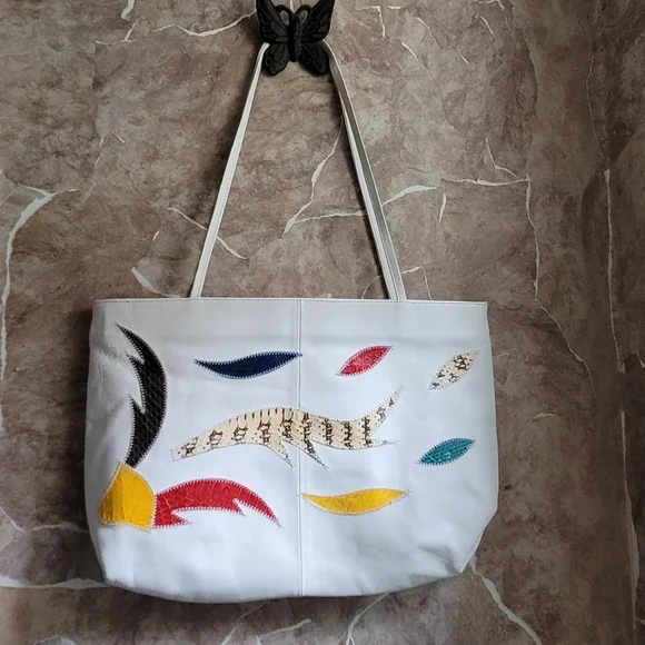 Vintage Lopez Camacho White Leather with Snakeskin Accent