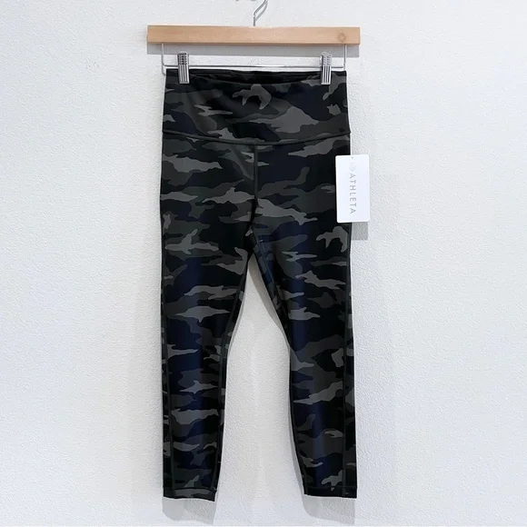 ATHLETA Ultimate Camo Stash Pocket 7/8 Tight Olive Green Supersonic Size XSP