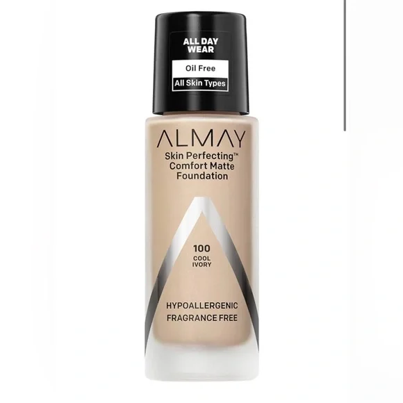 Almay Skin Perfecting Comfort Matte Foundation Liquid Makeup,‎ 100 Cool Ivory