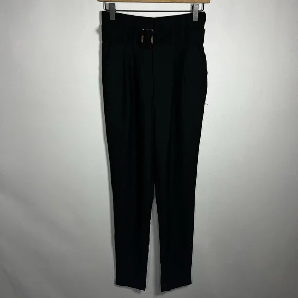Streetwear Society Pants Women Size Small‎ Black Belted Pleat Front Trousers