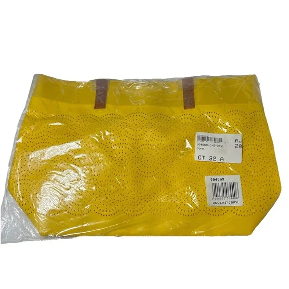 Yellow Spring Tote Bag Purse With Brown Handles Summer Women's Bag‎ Dopamine