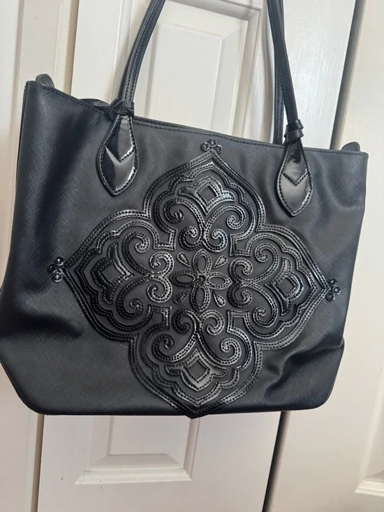 Brighton Black Women's Tote Bag with Decorative Medallion