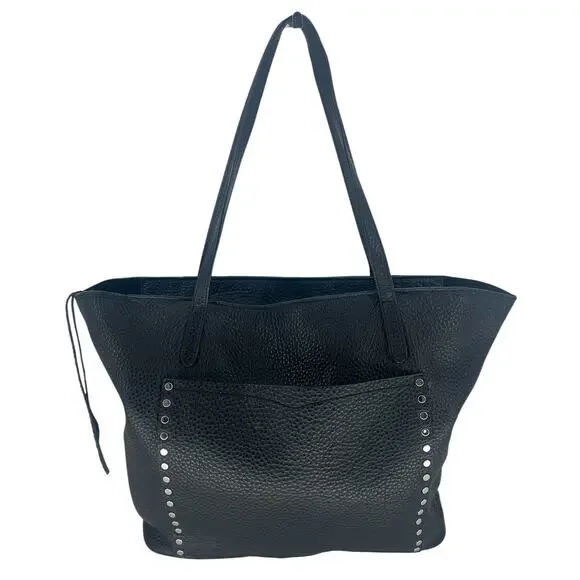 Rebecca Minkoff Unlined Front Pocket Leather Tote Black Studded